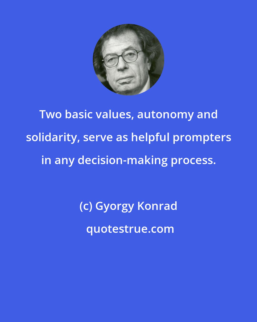 Gyorgy Konrad: Two basic values, autonomy and solidarity, serve as helpful prompters in any decision-making process.