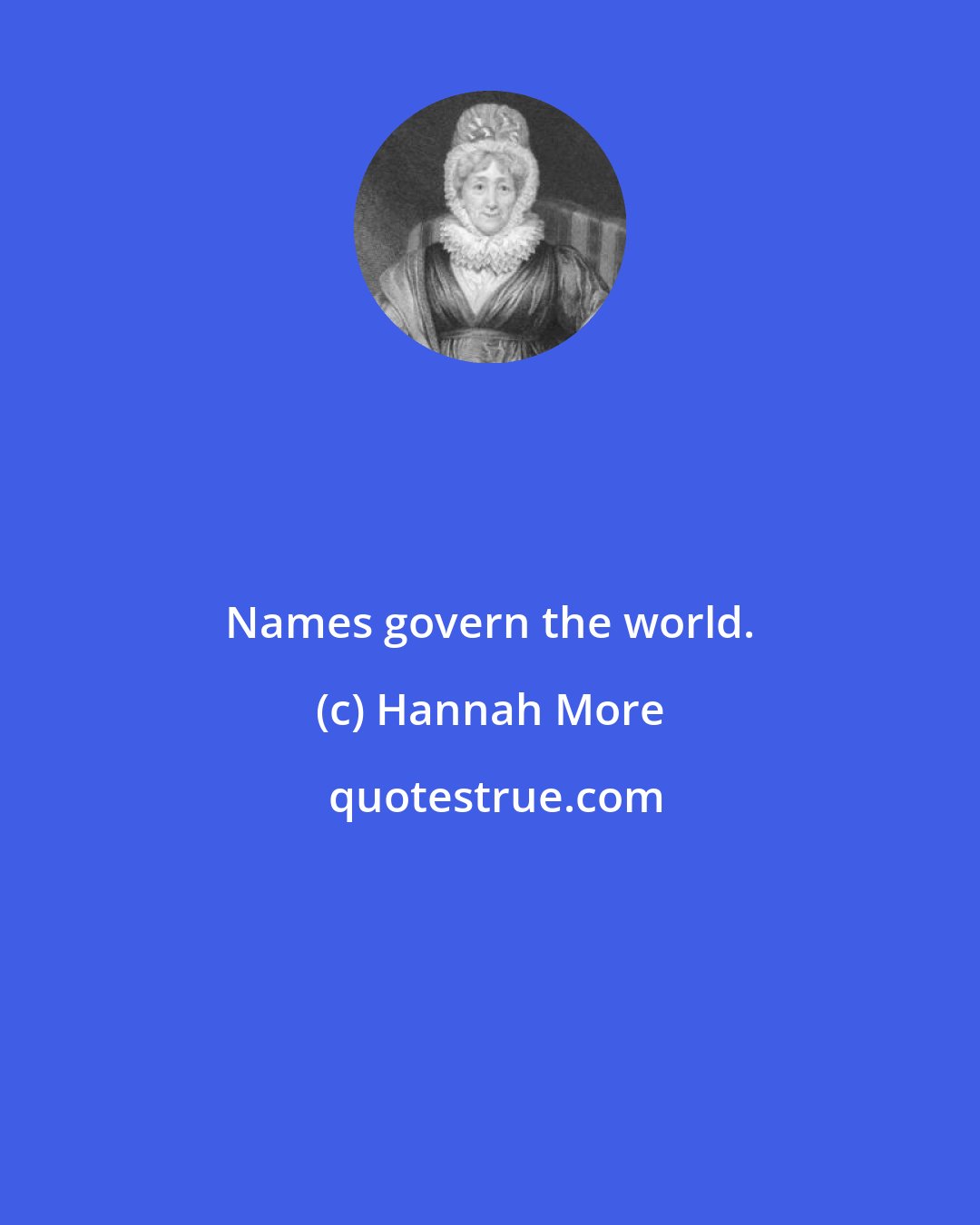 Hannah More: Names govern the world.