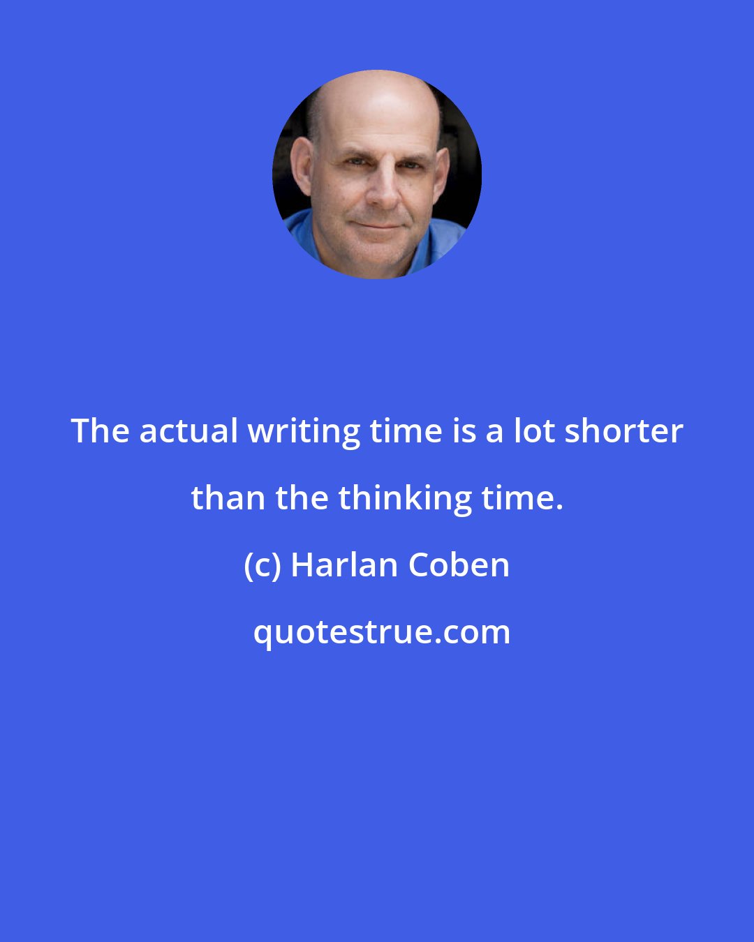 Harlan Coben: The actual writing time is a lot shorter than the thinking time.