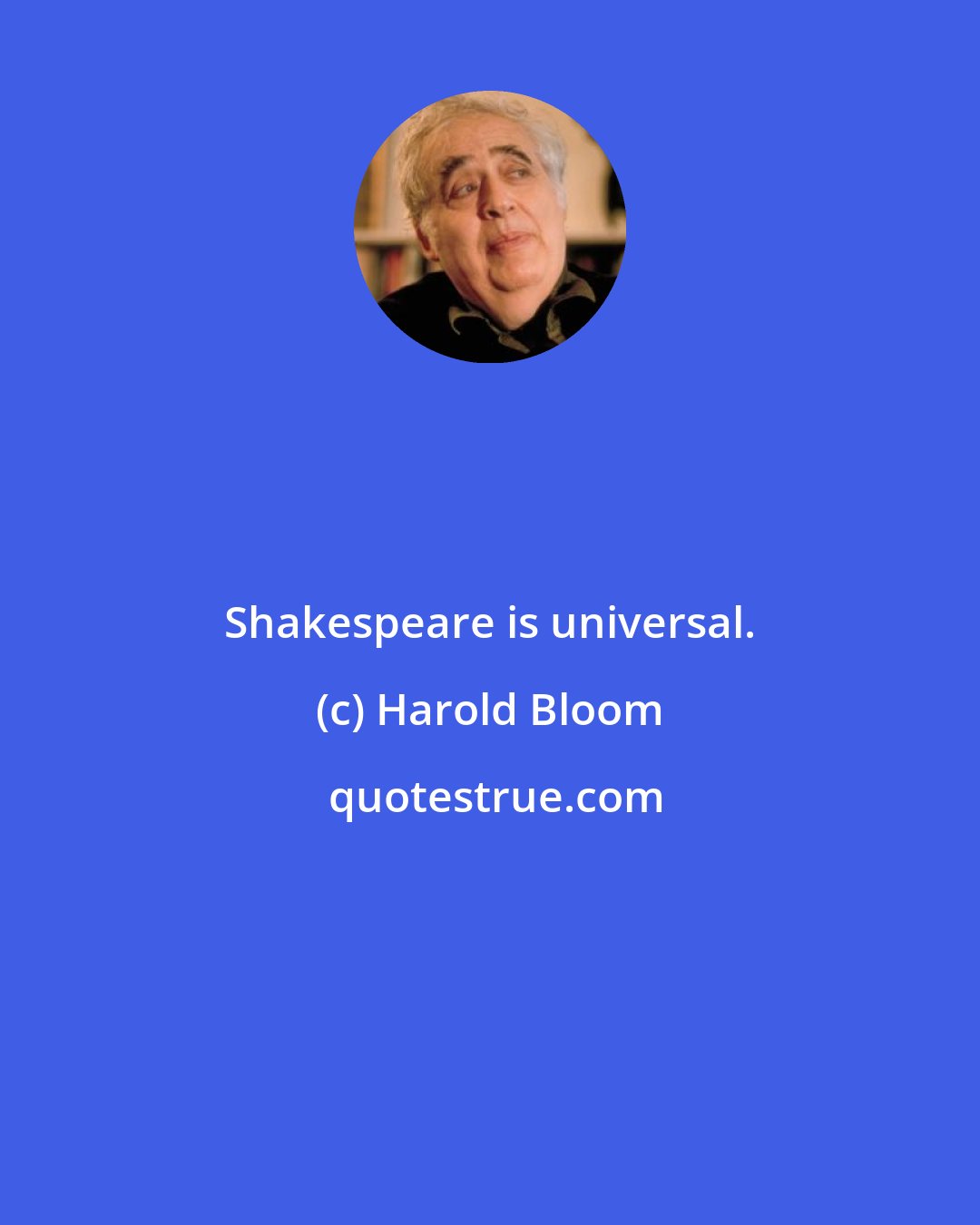 Harold Bloom: Shakespeare is universal.