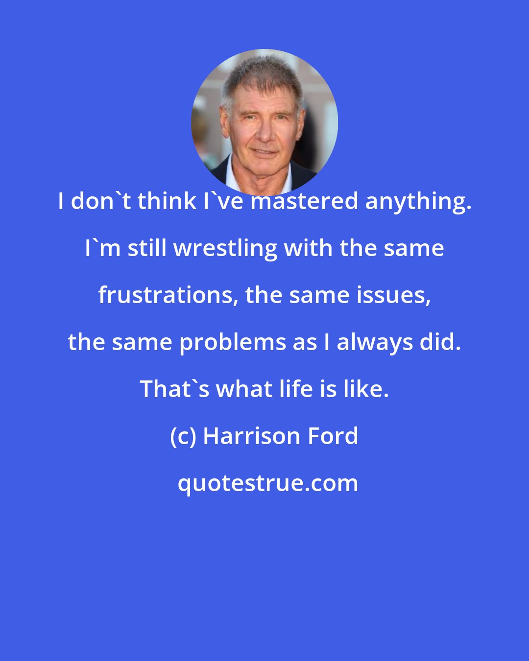 Harrison Ford: I don't think I've mastered anything. I'm still wrestling with the same frustrations, the same issues, the same problems as I always did. That's what life is like.