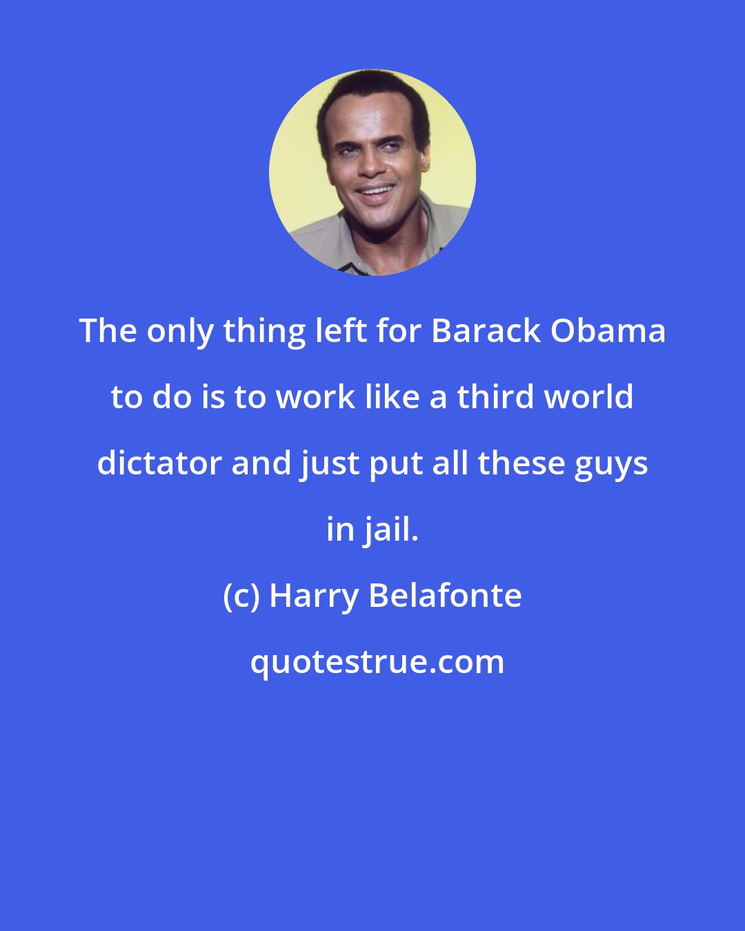 Harry Belafonte: The only thing left for Barack Obama to do is to work like a third world dictator and just put all these guys in jail.