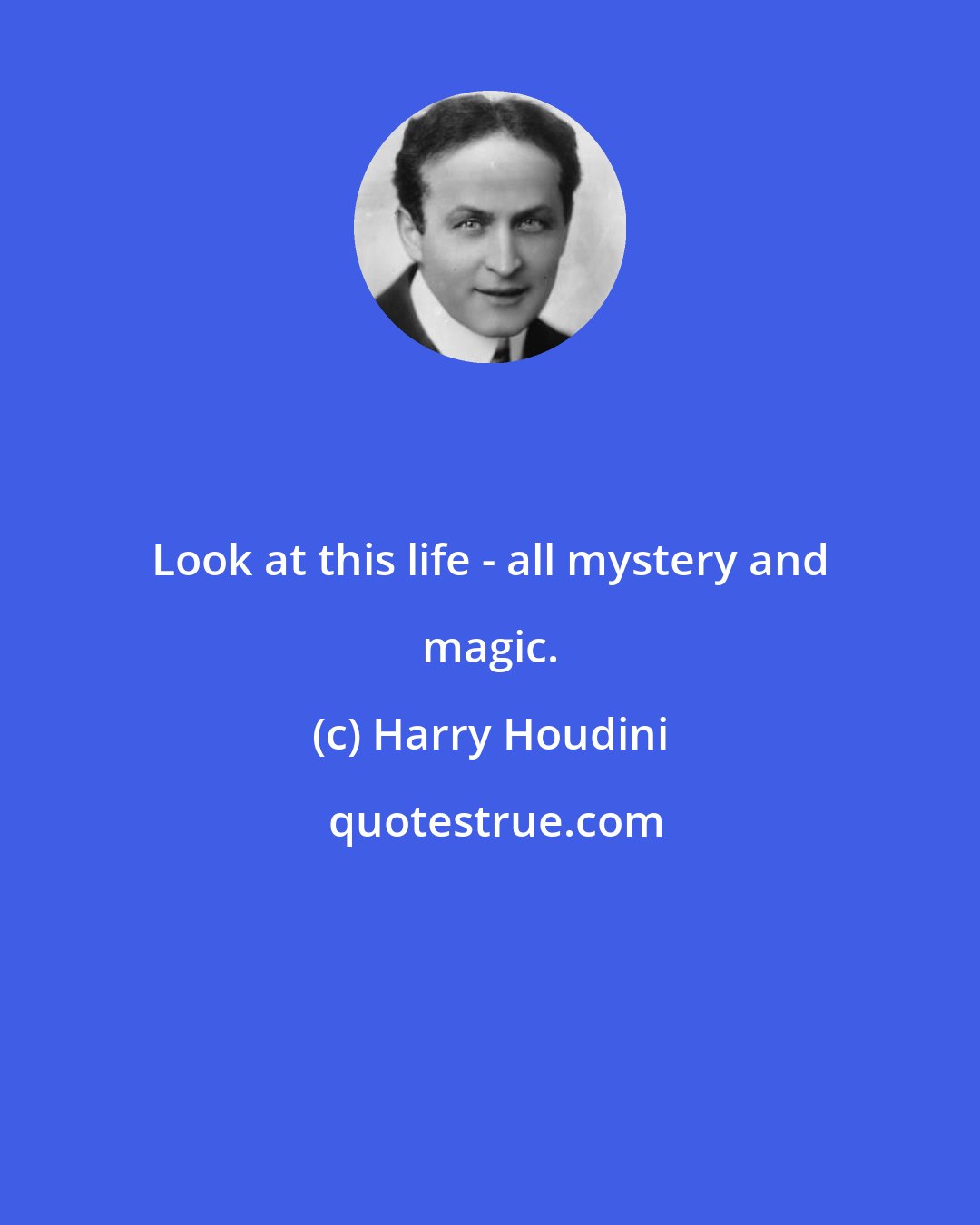 Harry Houdini: Look at this life - all mystery and magic.