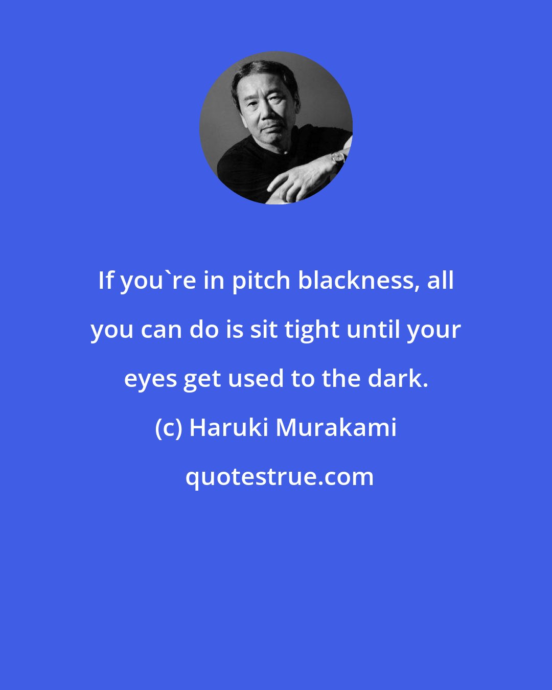 Haruki Murakami: If you're in pitch blackness, all you can do is sit tight until your eyes get used to the dark.