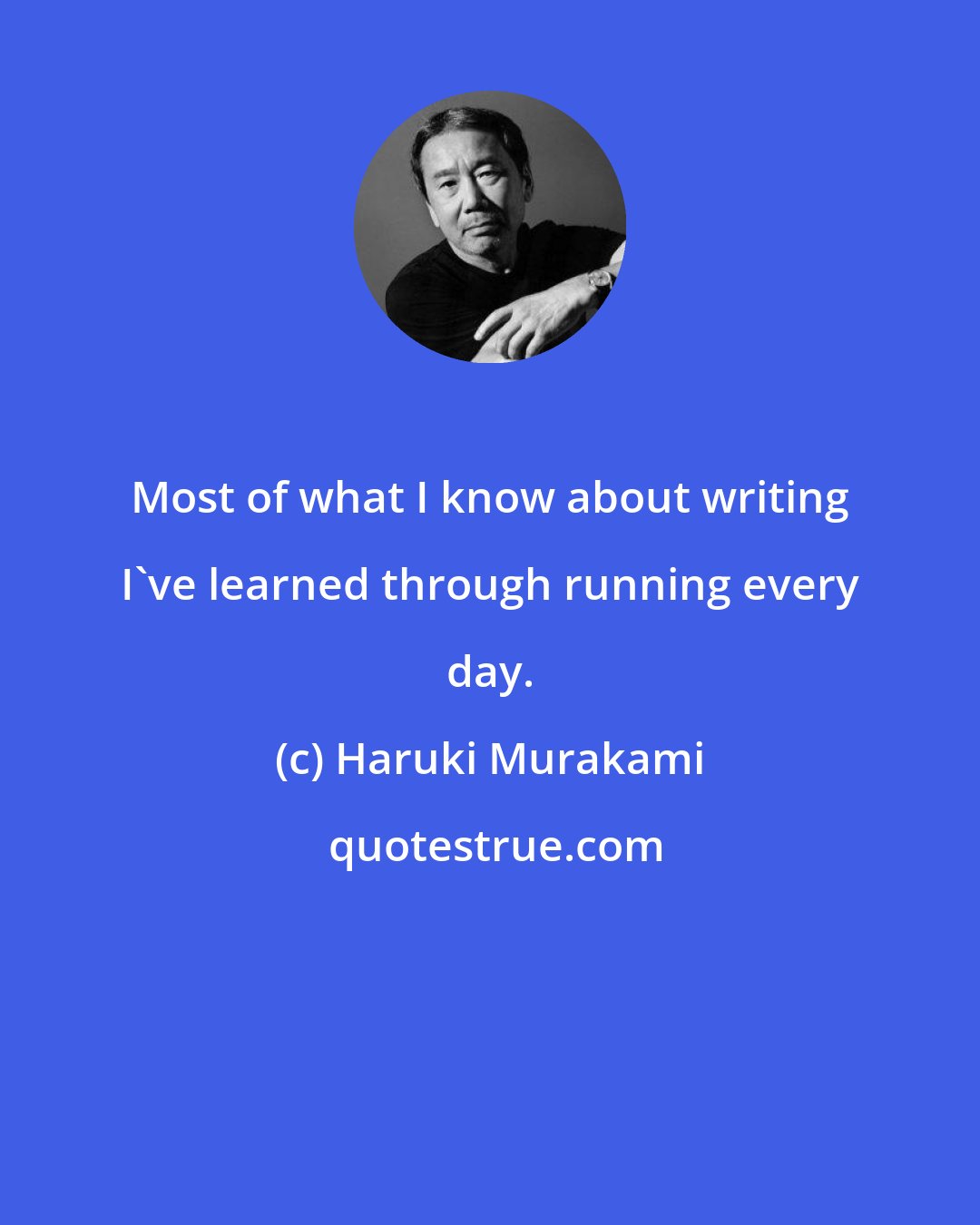 Haruki Murakami: Most of what I know about writing I've learned through running every day.