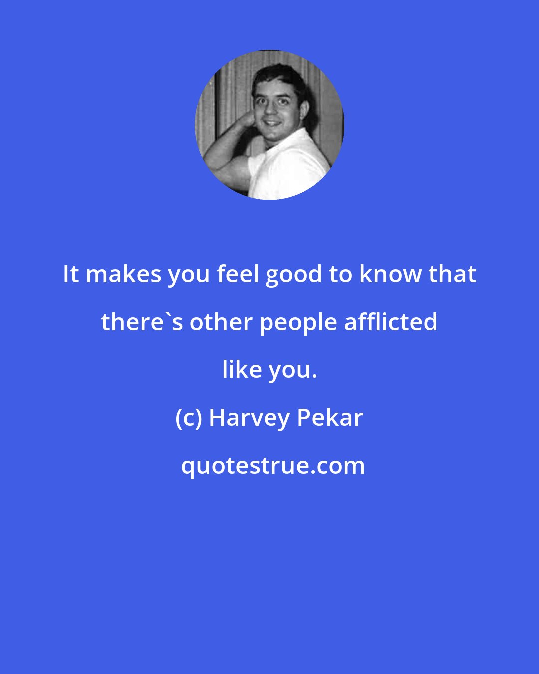 Harvey Pekar: It makes you feel good to know that there's other people afflicted like you.