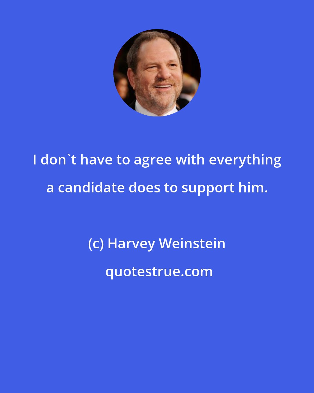 Harvey Weinstein: I don't have to agree with everything a candidate does to support him.