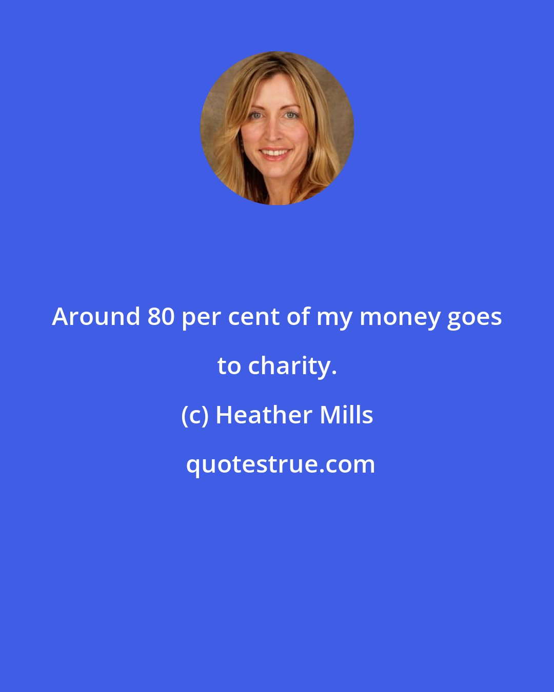 Heather Mills: Around 80 per cent of my money goes to charity.