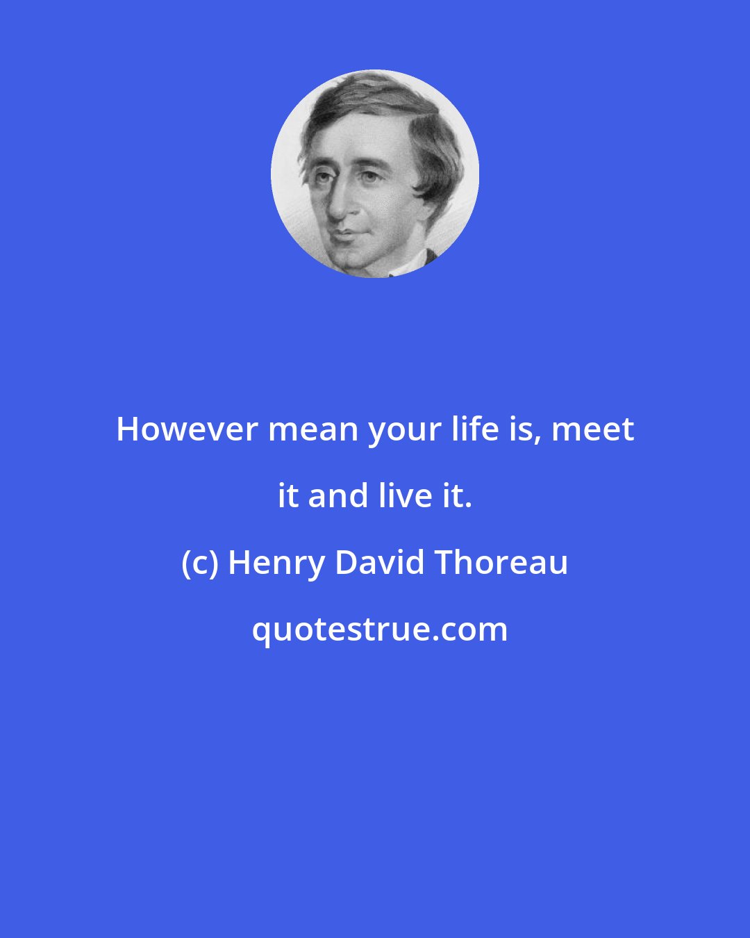 Henry David Thoreau: However mean your life is, meet it and live it.