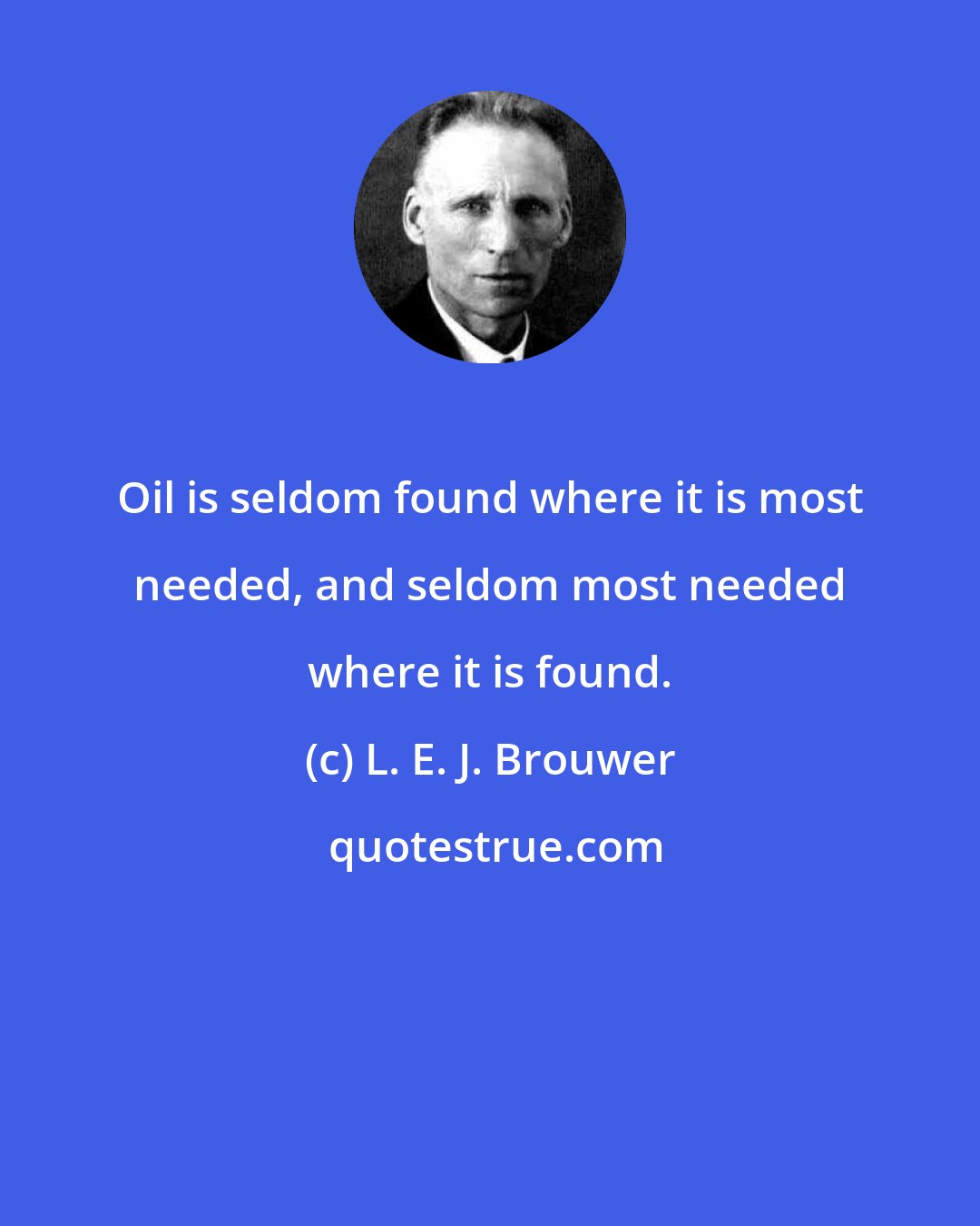 L. E. J. Brouwer: Oil is seldom found where it is most needed, and seldom most needed where it is found.