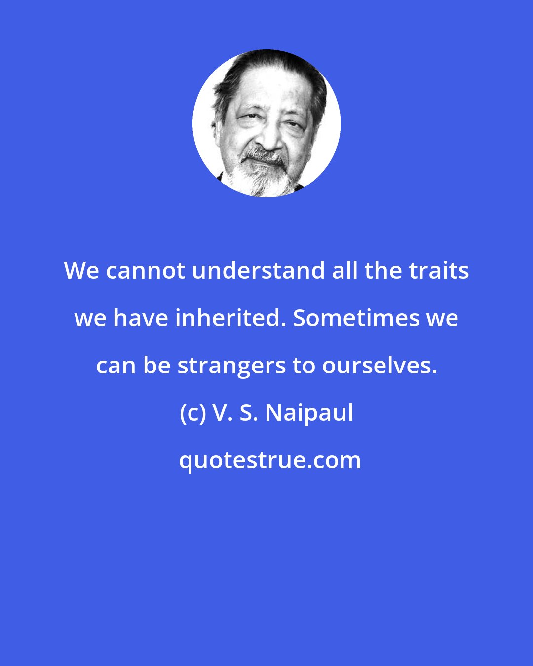 V. S. Naipaul: We cannot understand all the traits we have inherited. Sometimes we can be strangers to ourselves.