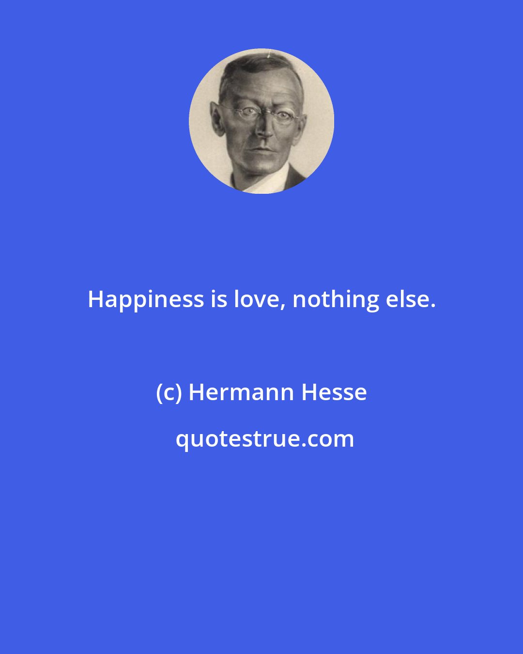 Hermann Hesse: Happiness is love, nothing else.