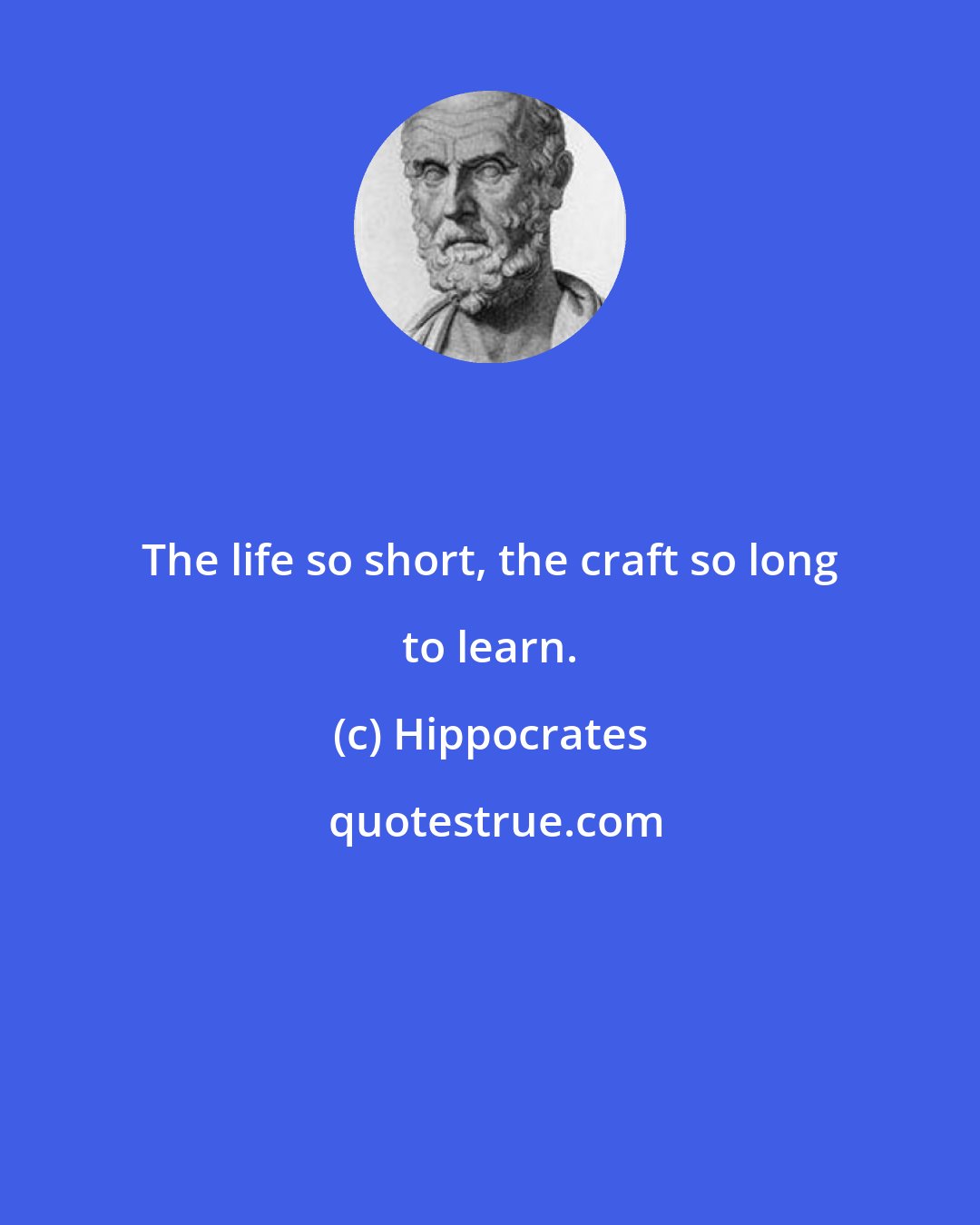 Hippocrates: The life so short, the craft so long to learn.