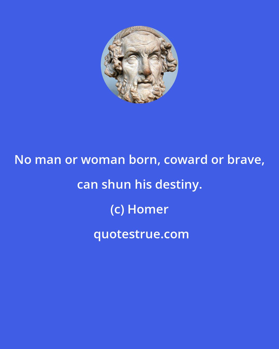 Homer: No man or woman born, coward or brave, can shun his destiny.