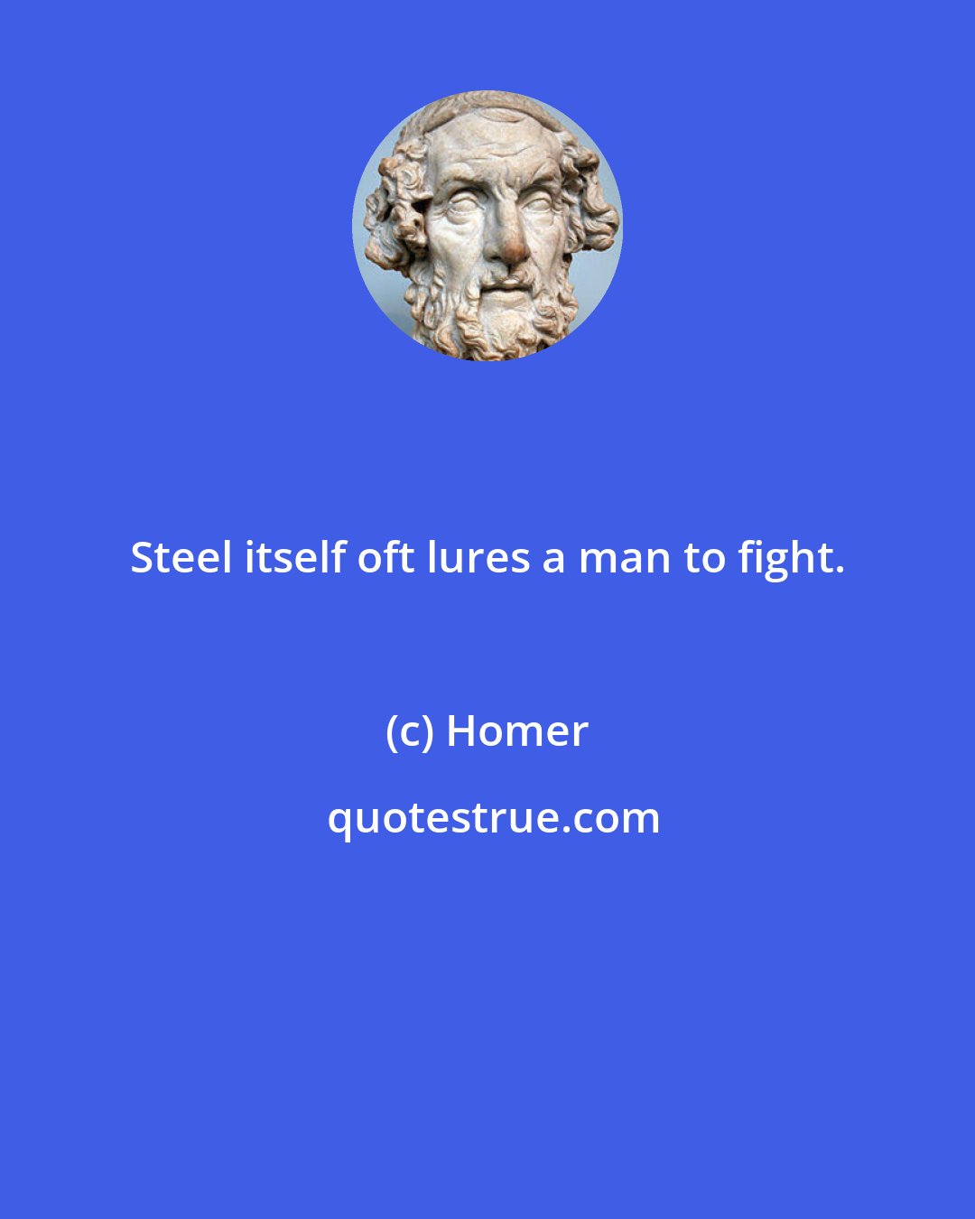 Homer: Steel itself oft lures a man to fight.