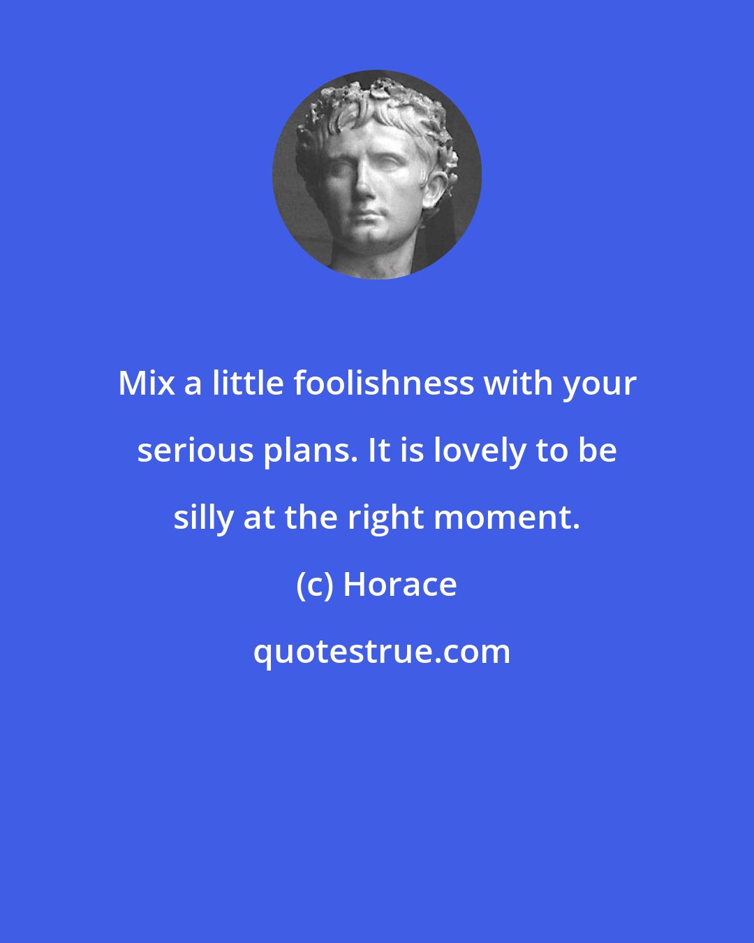 Horace: Mix a little foolishness with your serious plans. It is lovely to be silly at the right moment.