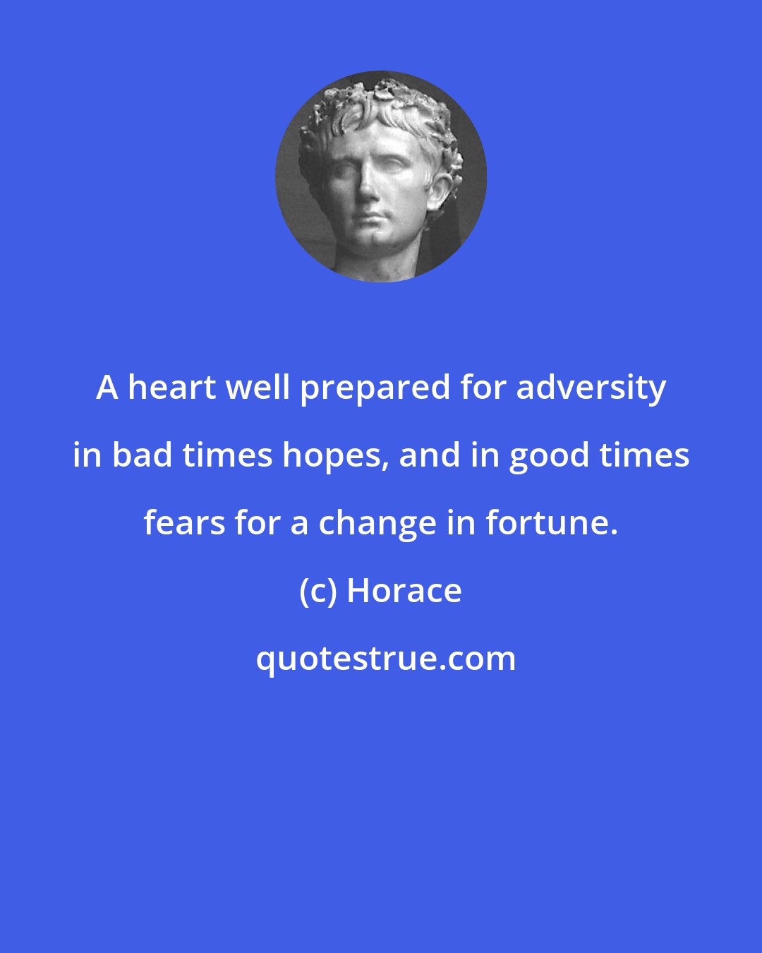 Horace: A heart well prepared for adversity in bad times hopes, and in good times fears for a change in fortune.