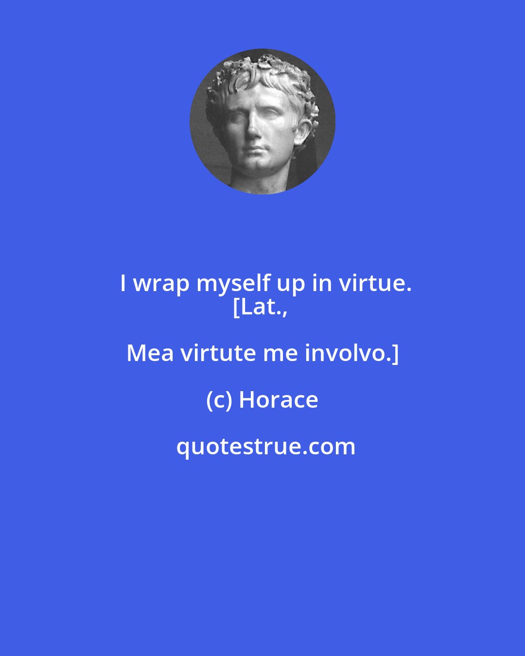 Horace: I wrap myself up in virtue.
[Lat., Mea virtute me involvo.]