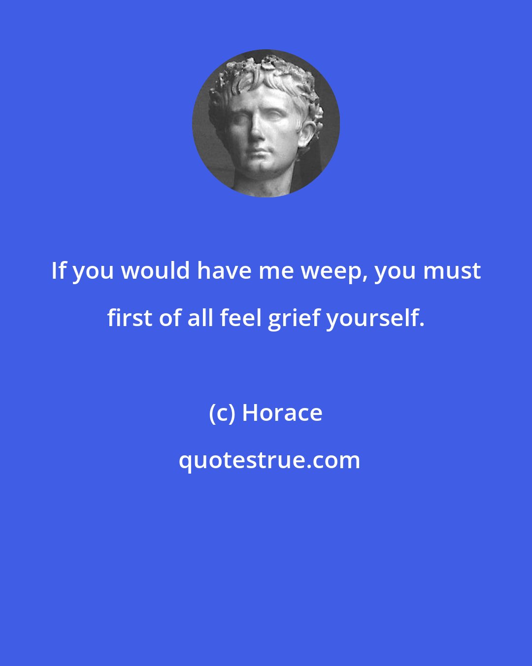 Horace: If you would have me weep, you must first of all feel grief yourself.