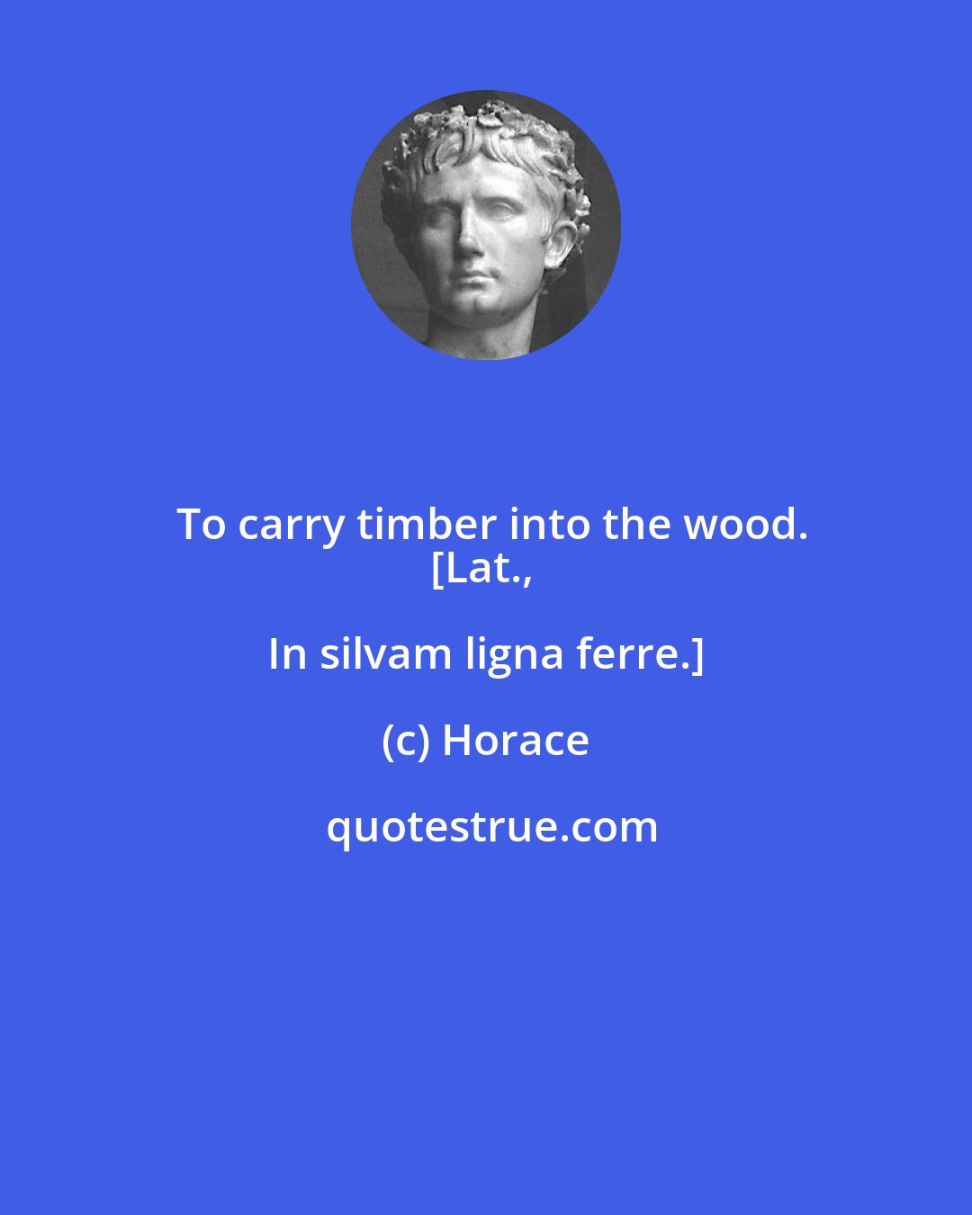 Horace: To carry timber into the wood.
[Lat., In silvam ligna ferre.]