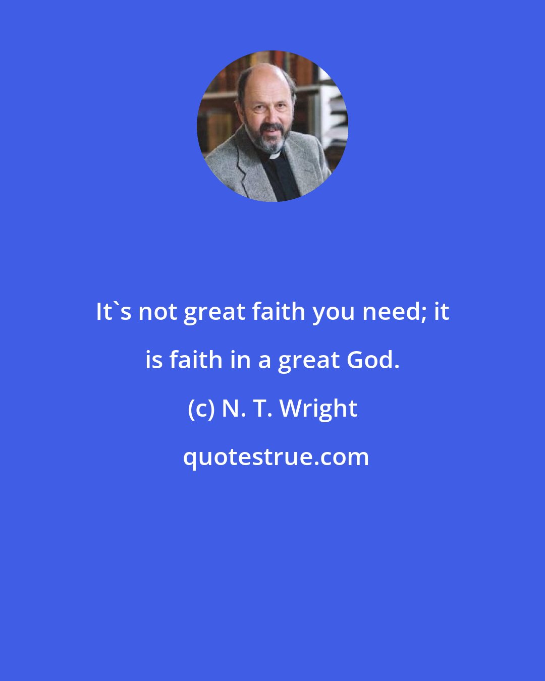 N. T. Wright: It's not great faith you need; it is faith in a great God.