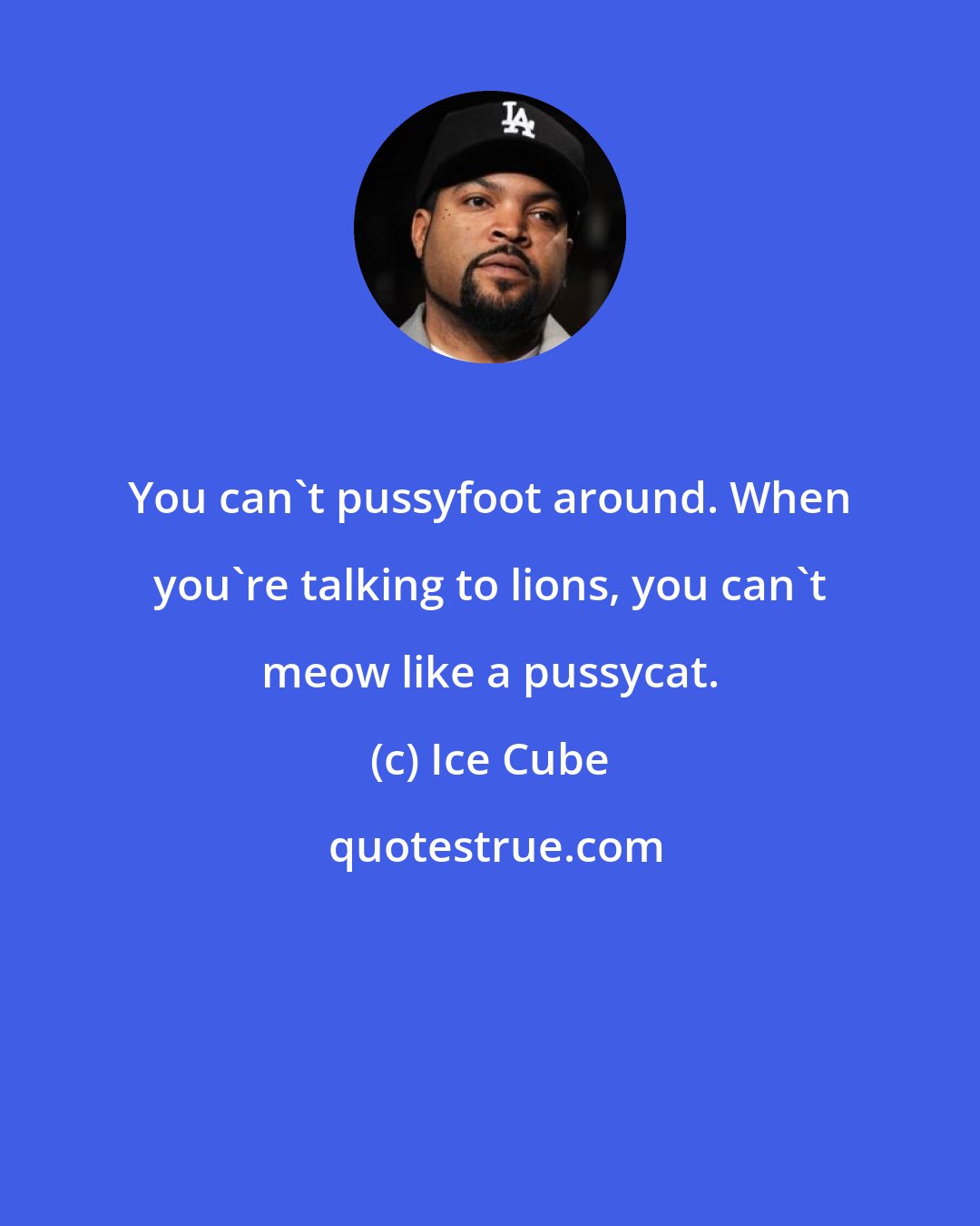 Ice Cube: You can't pussyfoot around. When you're talking to lions, you can't meow like a pussycat.