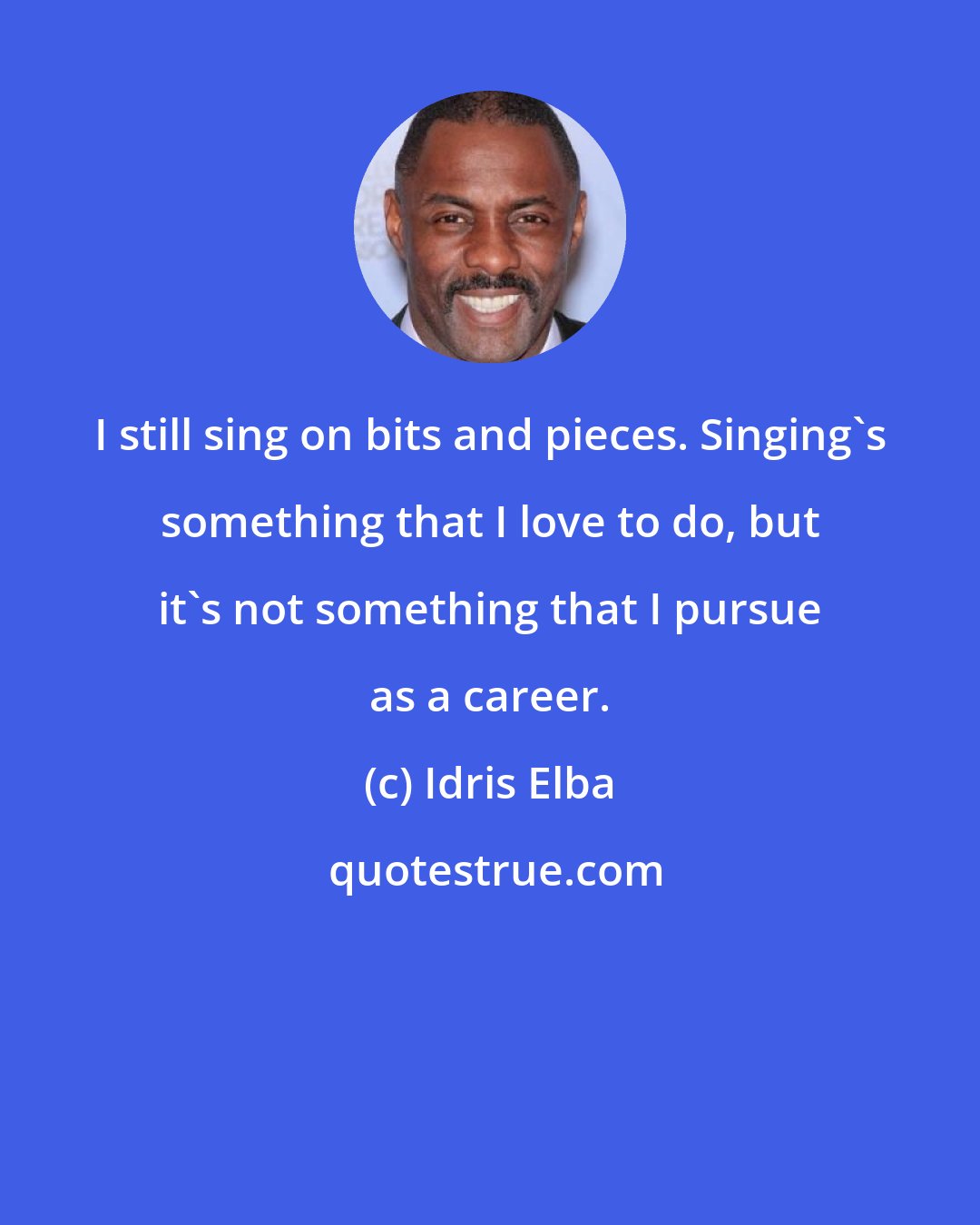 Idris Elba: I still sing on bits and pieces. Singing's something that I love to do, but it's not something that I pursue as a career.