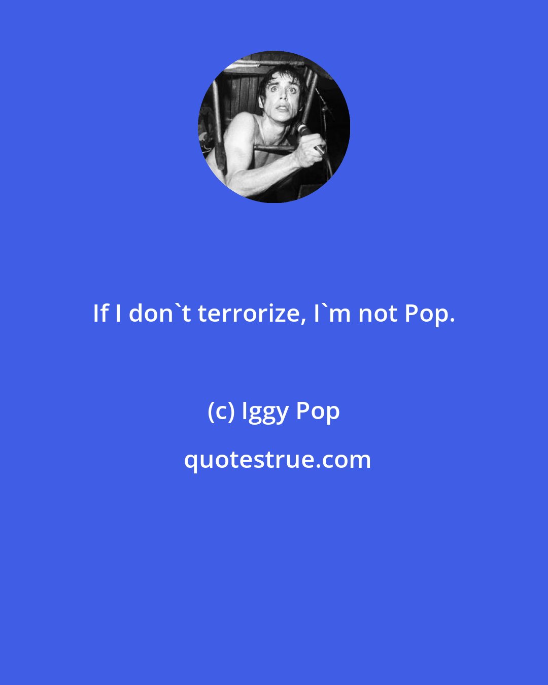 Iggy Pop: If I don't terrorize, I'm not Pop.