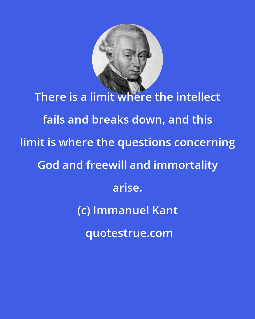 Immanuel Kant: There is a limit where the intellect fails and breaks down, and this limit is where the questions concerning God and freewill and immortality arise.