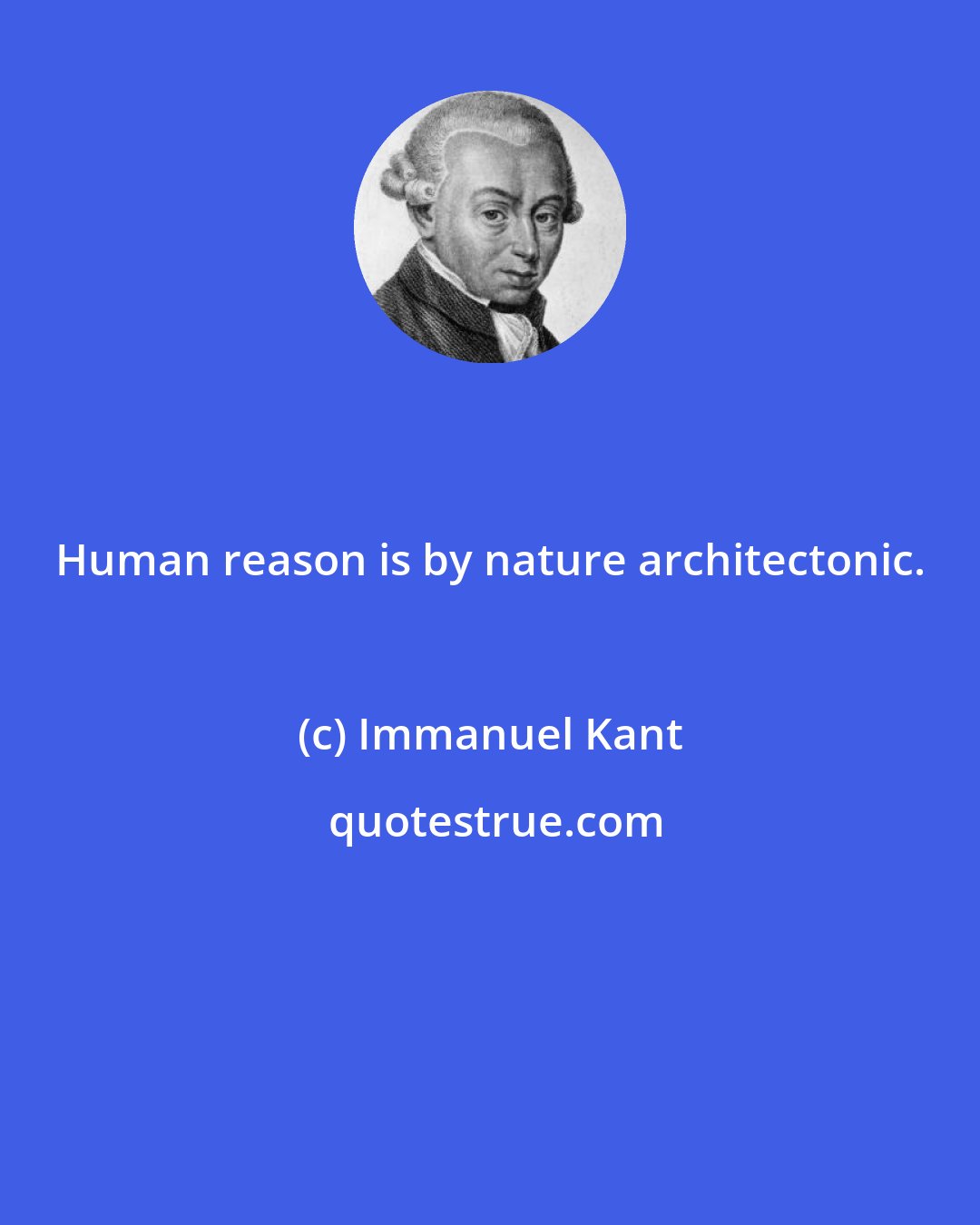 Immanuel Kant: Human reason is by nature architectonic.