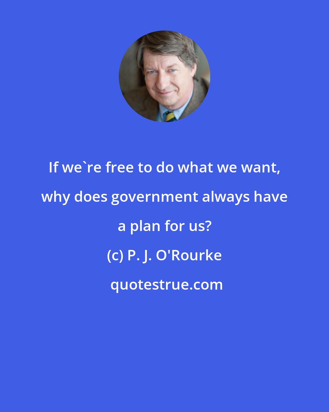 P. J. O'Rourke: If we're free to do what we want, why does government always have a plan for us?