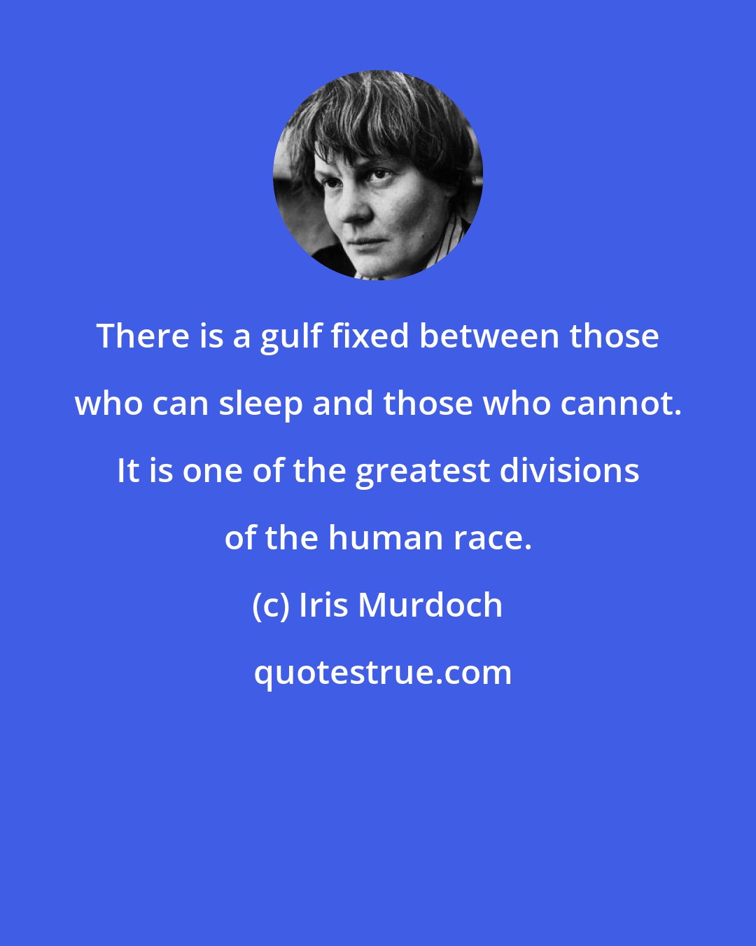 Iris Murdoch: There is a gulf fixed between those who can sleep and those who cannot. It is one of the greatest divisions of the human race.