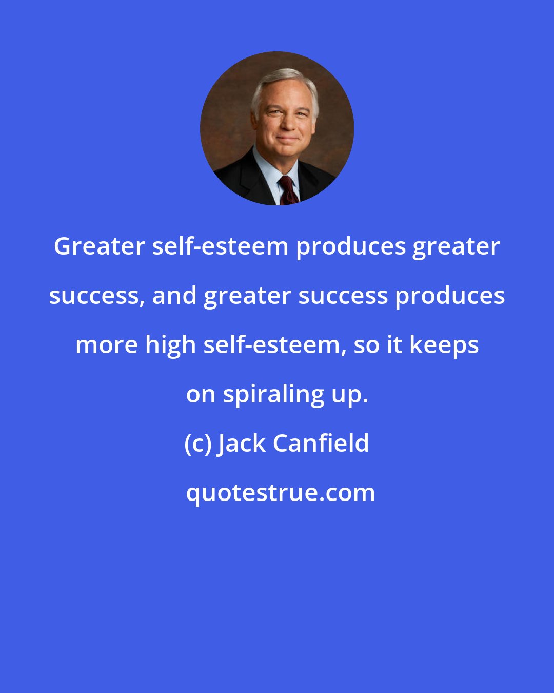 Jack Canfield: Greater self-esteem produces greater success, and greater success produces more high self-esteem, so it keeps on spiraling up.