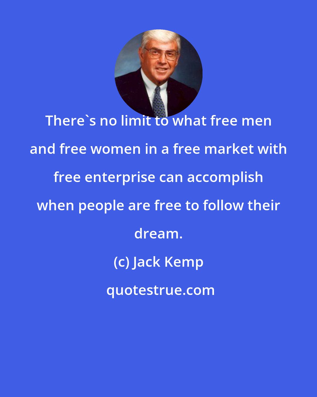 Jack Kemp: There's no limit to what free men and free women in a free market with free enterprise can accomplish when people are free to follow their dream.