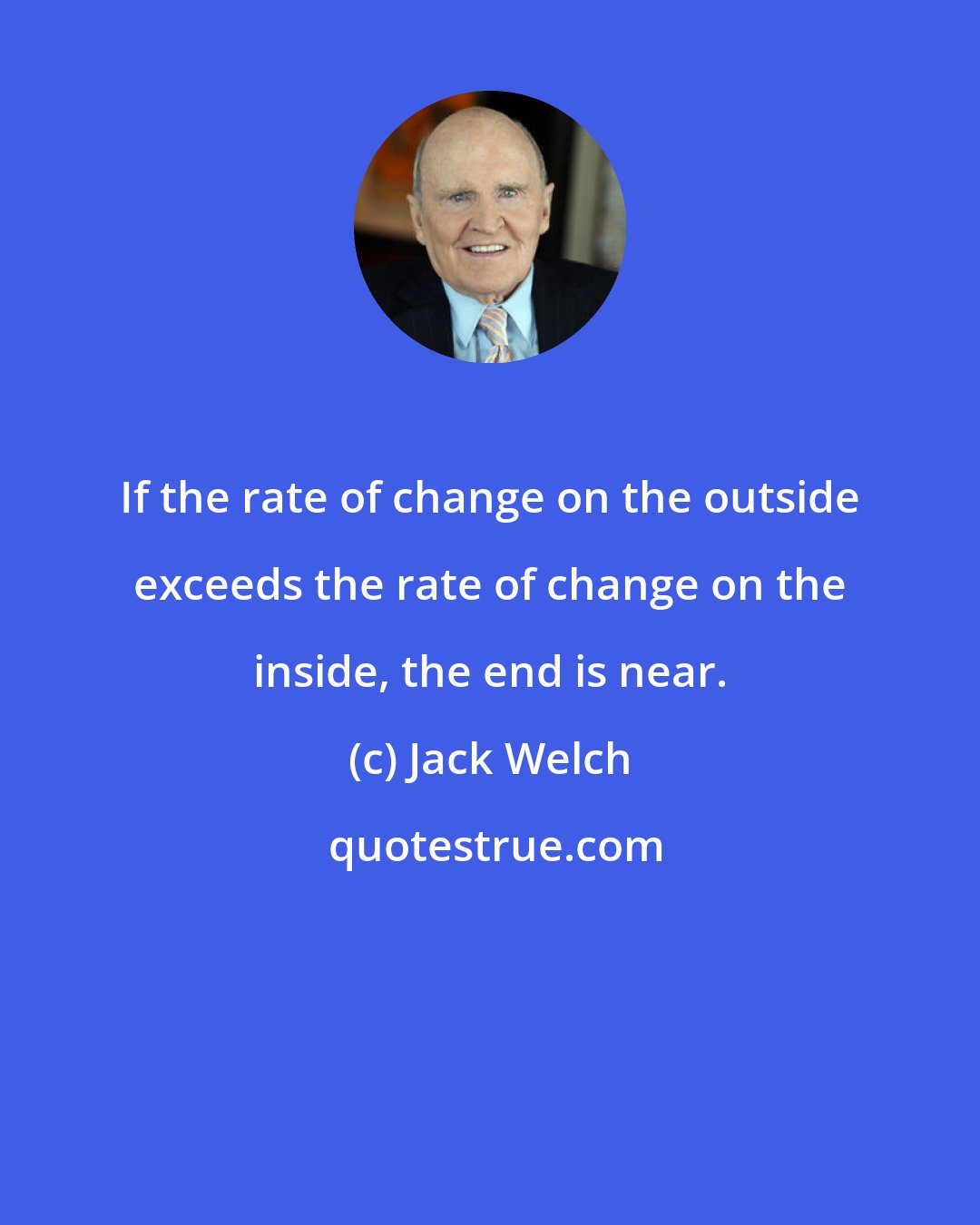 Jack Welch: If the rate of change on the outside exceeds the rate of change on the inside, the end is near.