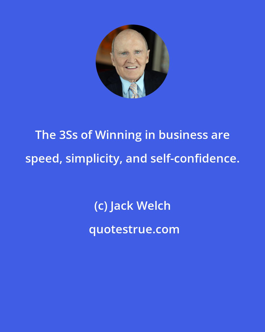 Jack Welch: The 3Ss of Winning in business are speed, simplicity, and self-confidence.