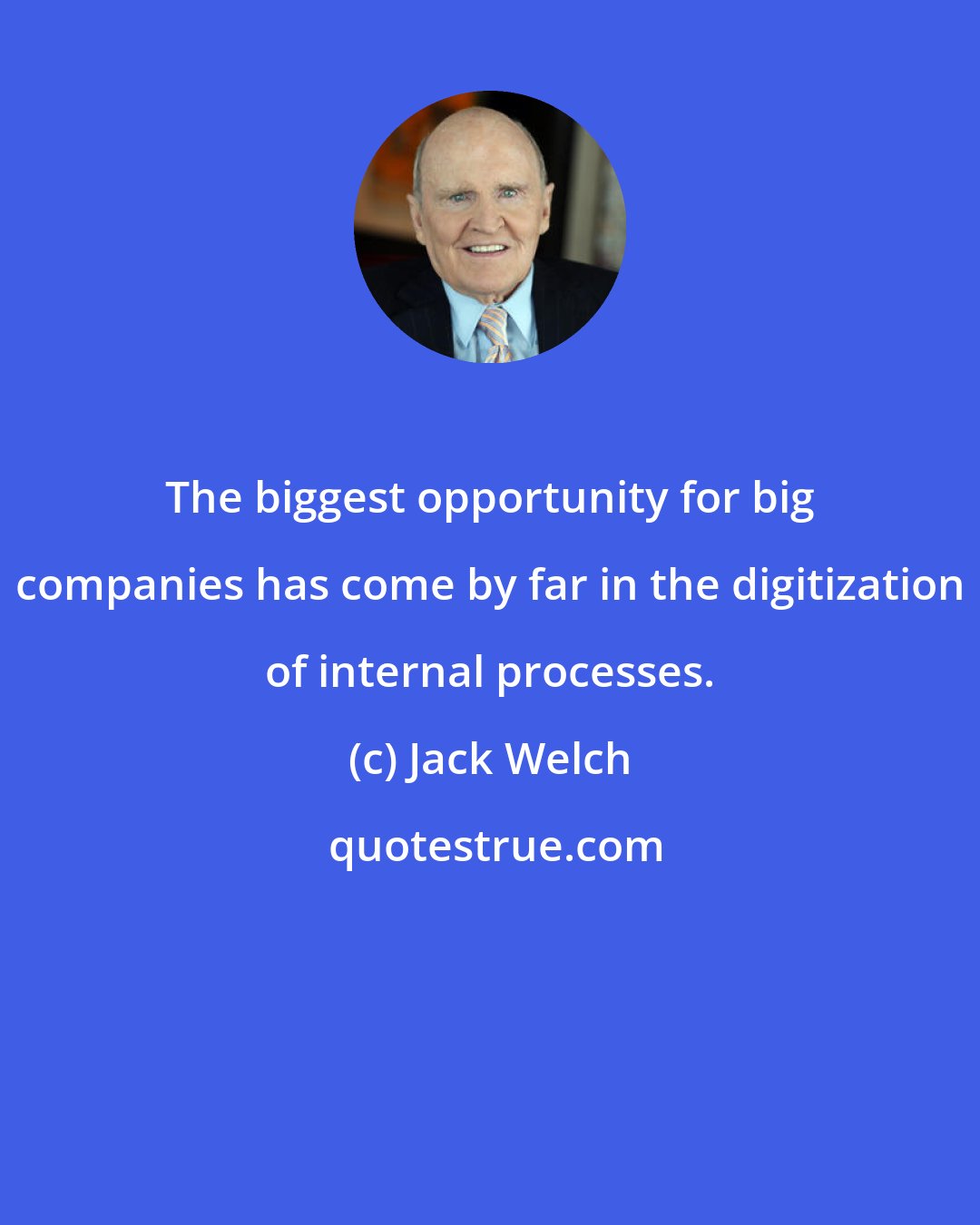 Jack Welch: The biggest opportunity for big companies has come by far in the digitization of internal processes.