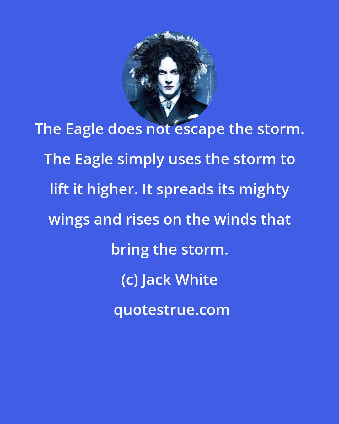 Jack White: The Eagle does not escape the storm. The Eagle simply uses the storm to lift it higher. It spreads its mighty wings and rises on the winds that bring the storm.