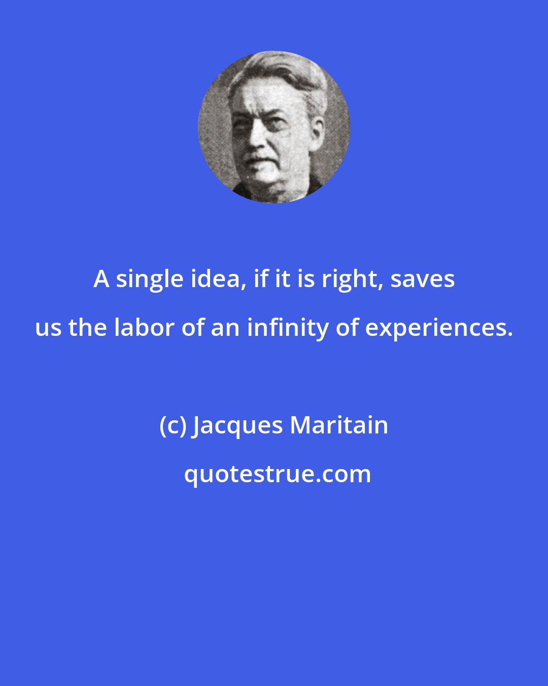 Jacques Maritain: A single idea, if it is right, saves us the labor of an infinity of experiences.