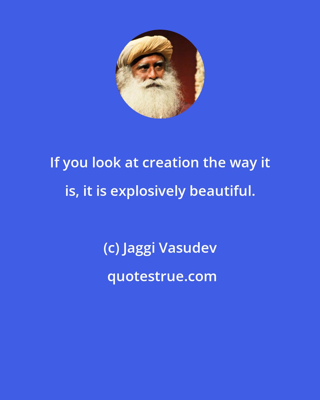 Jaggi Vasudev: If you look at creation the way it is, it is explosively beautiful.