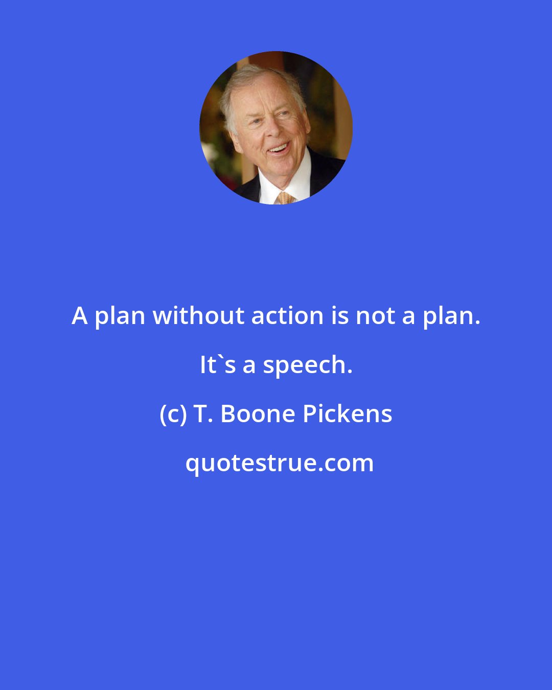 T. Boone Pickens: A plan without action is not a plan. It's a speech.