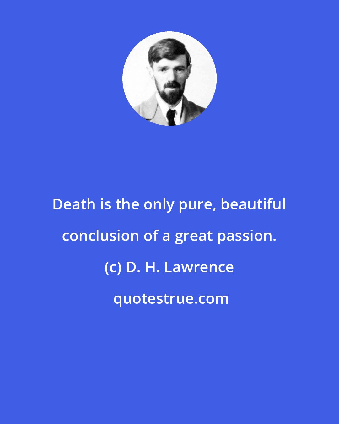 D. H. Lawrence: Death is the only pure, beautiful conclusion of a great passion.