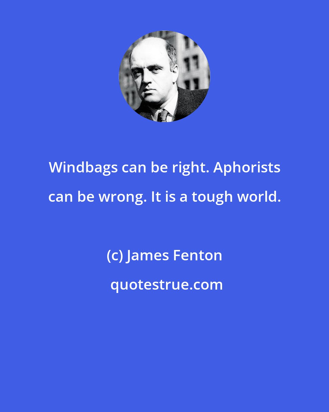 James Fenton: Windbags can be right. Aphorists can be wrong. It is a tough world.
