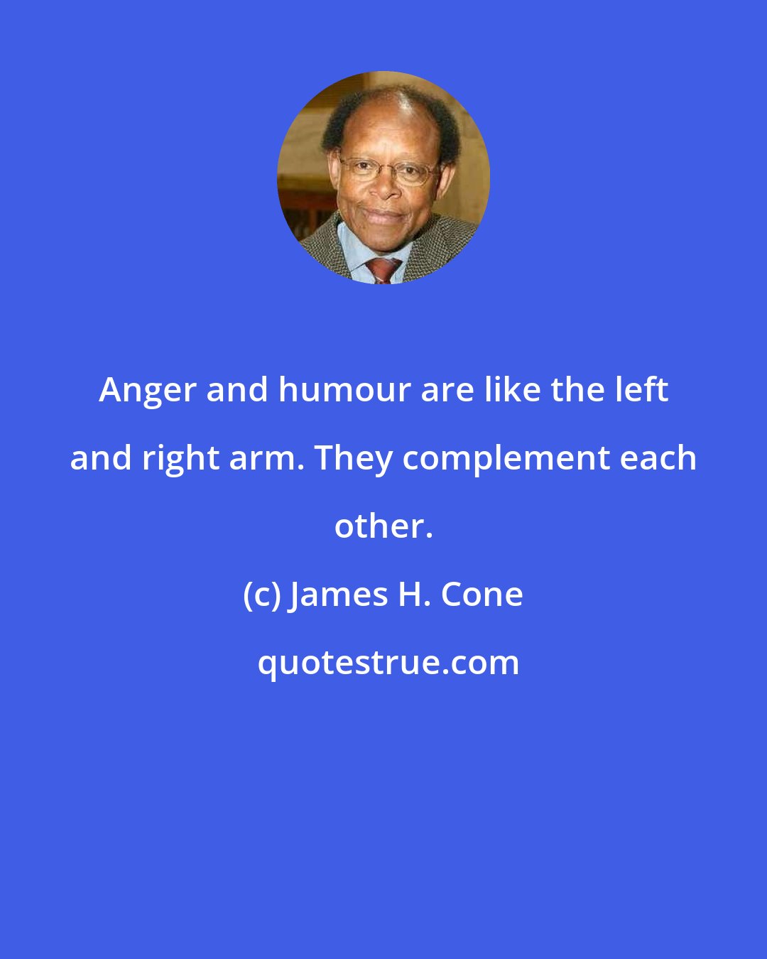 James H. Cone: Anger and humour are like the left and right arm. They complement each other.