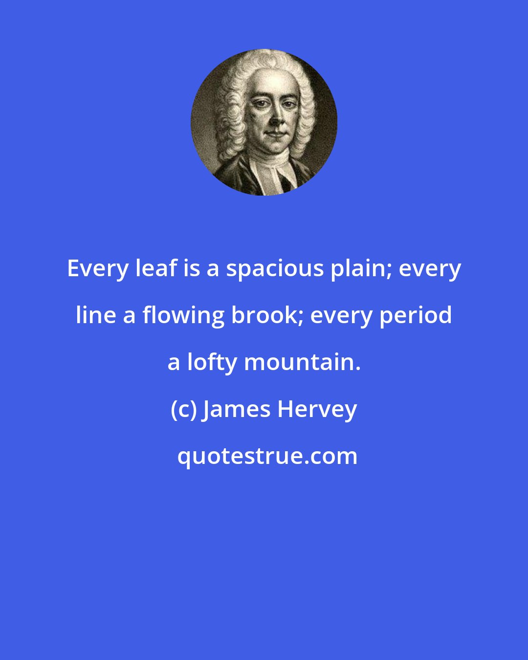 James Hervey: Every leaf is a spacious plain; every line a flowing brook; every period a lofty mountain.