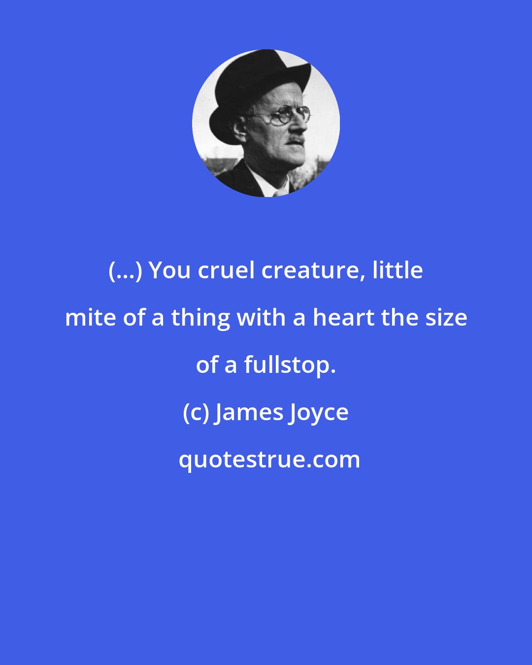 James Joyce: (...) You cruel creature, little mite of a thing with a heart the size of a fullstop.