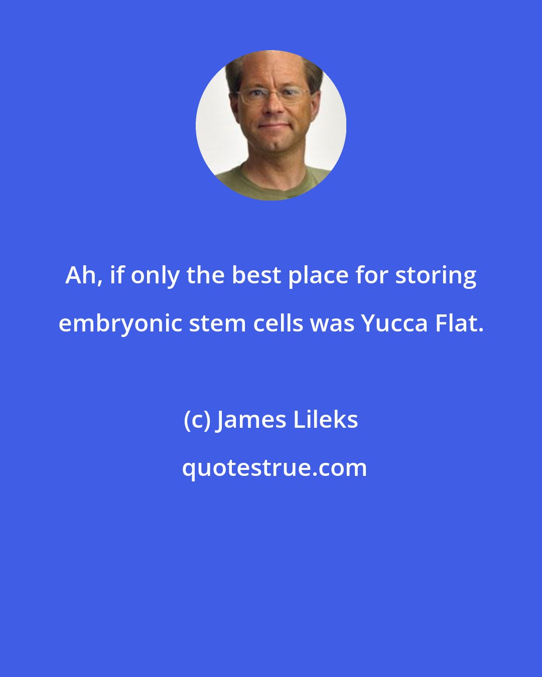 James Lileks: Ah, if only the best place for storing embryonic stem cells was Yucca Flat.