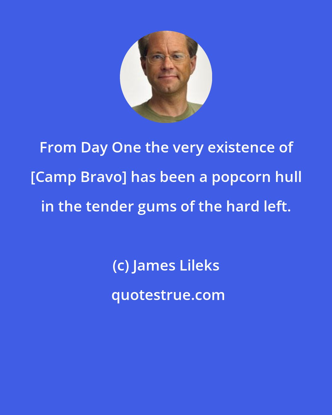 James Lileks: From Day One the very existence of [Camp Bravo] has been a popcorn hull in the tender gums of the hard left.