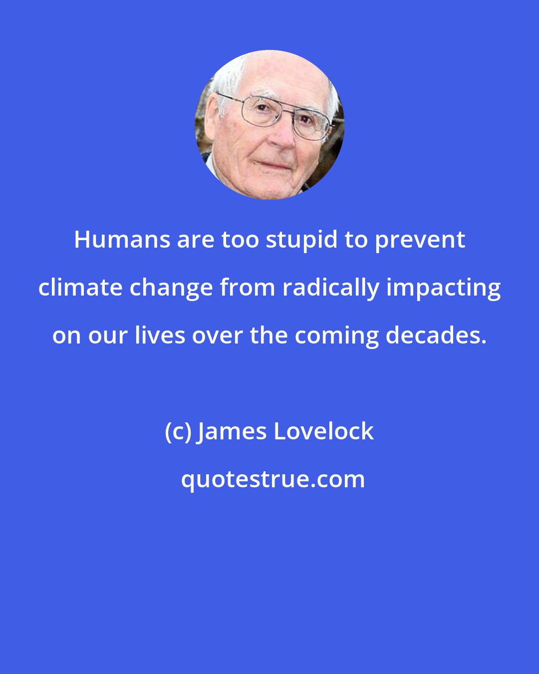 James Lovelock: Humans are too stupid to prevent climate change from radically impacting on our lives over the coming decades.