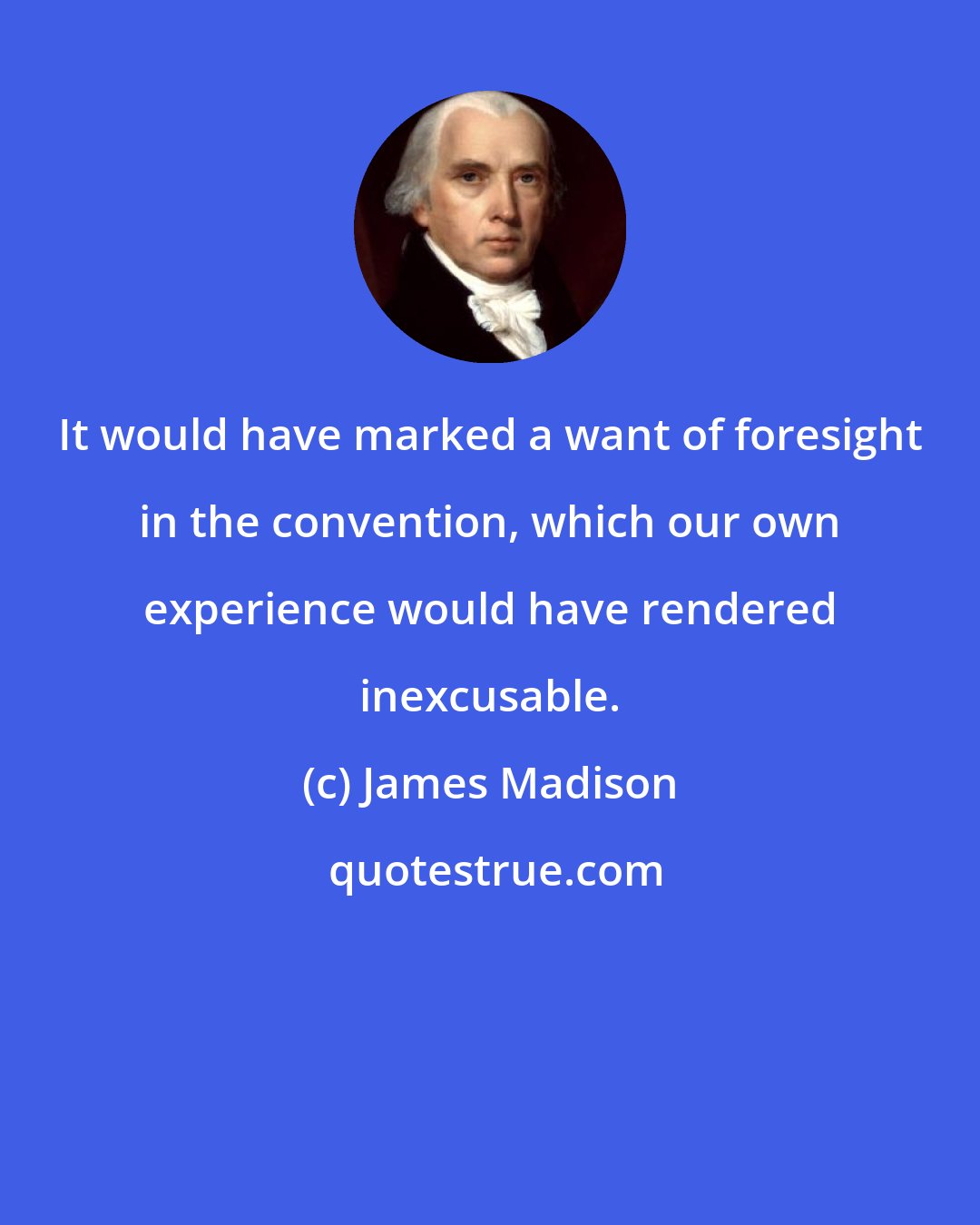 James Madison: It would have marked a want of foresight in the convention, which our own experience would have rendered inexcusable.